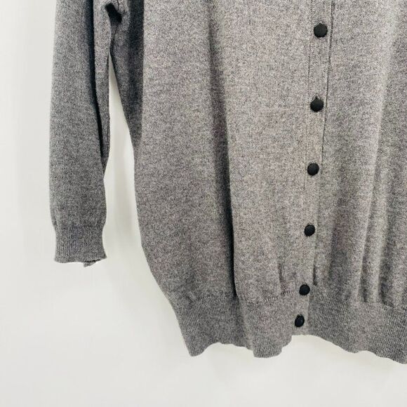 LOFT Size Small Gray 3/4 Sleeve Sequin Collar Button Down Cardigan Sweater - Picture 6 of 11